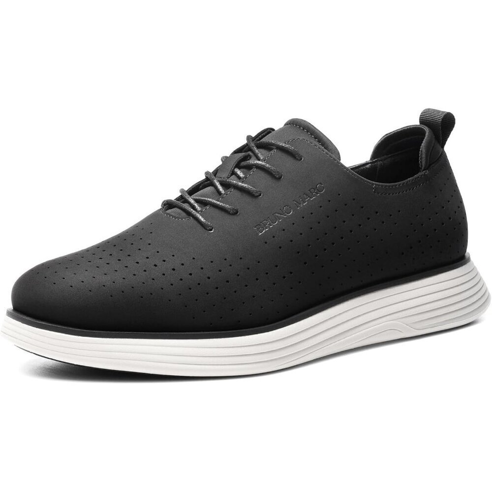 Bruno Marc Men's Leather Black/Nubuck Fashion Sneakers Oxfords Casual Shoes